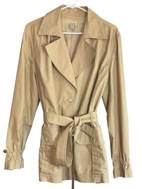 Anne Klein A Line Beige Cotton Belted  Trench Coat Size 14